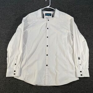 Roar Signature Button Down Shirt Mens 2XL White Embroidered Long Sleeve Good